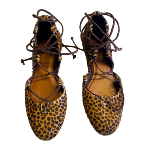 Womens pre-owned wrap around ankle leopard print flats size 6​ - Picture 1 of 4